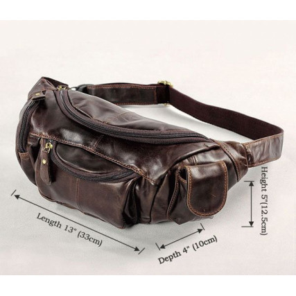 Сумка на пояс кожаная 7144C Buffalo Bags коричневая – Фото 5