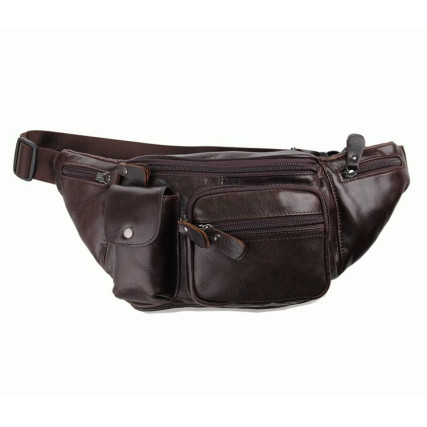 Кожаная сумка на пояс 7210C Buffalo Bags коричневая – Фото 1