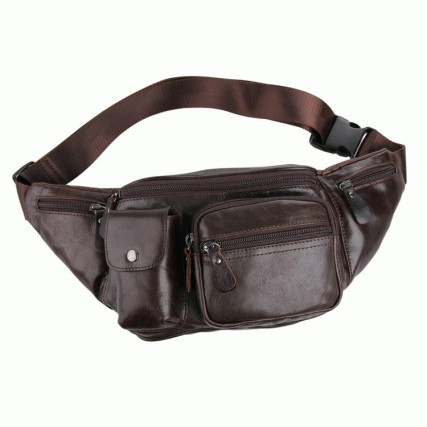 Кожаная сумка на пояс 7210C Buffalo Bags коричневая – Фото 2