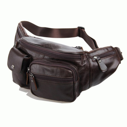 Кожаная сумка на пояс 7210C Buffalo Bags коричневая – Фото 3