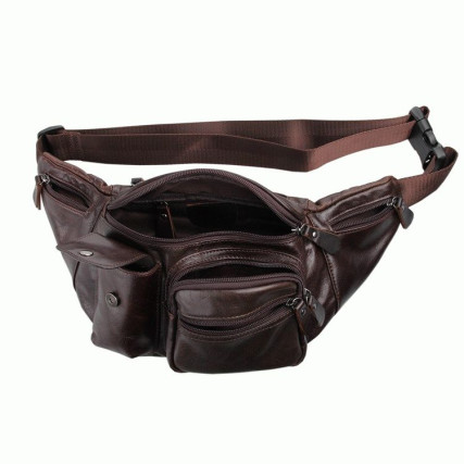 Кожаная сумка на пояс 7210C Buffalo Bags коричневая – Фото 4