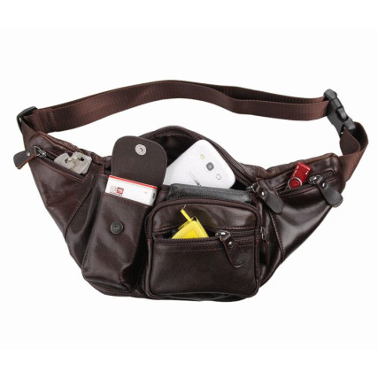 Кожаная сумка на пояс 7210C Buffalo Bags коричневая – Фото 5