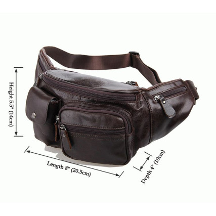 Кожаная сумка на пояс 7210C Buffalo Bags коричневая – Фото 6