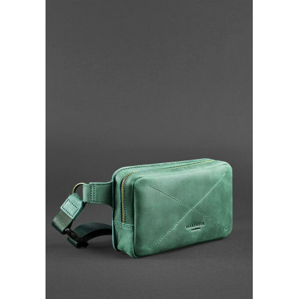 Кожаная поясная сумка Dropbag Mini Blanknote зеленая BN-BAG-6-iz – Фото 2