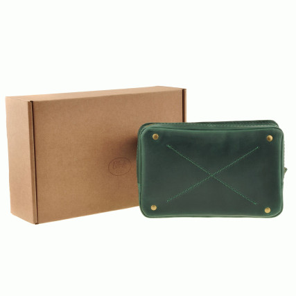 Кожаная поясная сумка Dropbag Mini Blanknote зеленая BN-BAG-6-iz – Фото 6