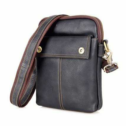 Сумка через плечо кожаная 1002A Buffalo Bags черная – Фото 10