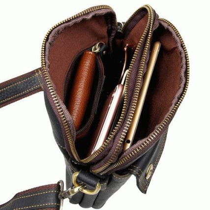 Сумка через плечо кожаная 1002A Buffalo Bags черная – Фото 4