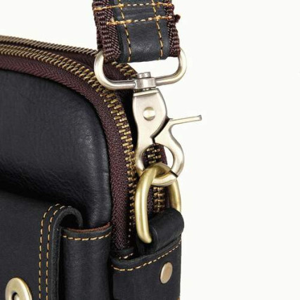 Сумка через плечо кожаная 1002A Buffalo Bags черная – Фото 5