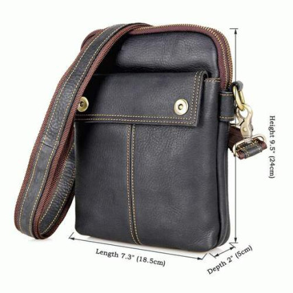 Сумка через плечо кожаная 1002A Buffalo Bags черная – Фото 7