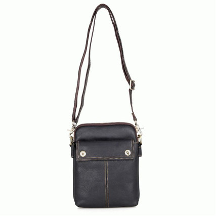 Сумка через плечо кожаная 1002A Buffalo Bags черная – Фото 8