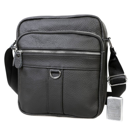Мужская кожаная сумка Borsa Leather черная 100306-black – Фото 2