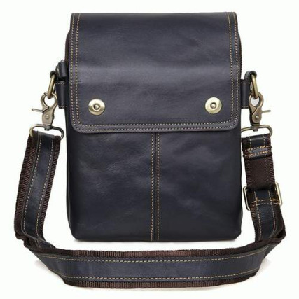 Сумка через плечо кожаная 1006K Buffalo Bags темно-синяя – Фото 1