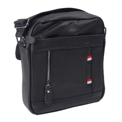 Мужская кожаная сумка Borsa Leather черная 10256-black – Фото 1