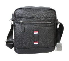Мужская кожаная сумка Borsa Leather черная 10m8215-black