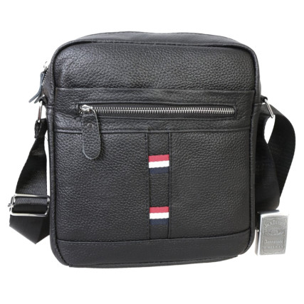 Мужская кожаная сумка Borsa Leather черная 10m8215-black – Фото 1