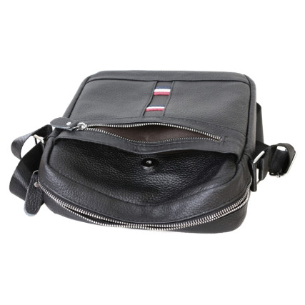 Мужская кожаная сумка Borsa Leather черная 10m8215-black – Фото 2