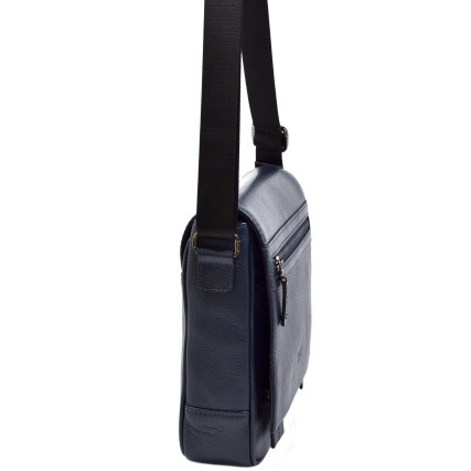 Синяя мужская кожаная сумка-мессенджер BOND 1107-1170
