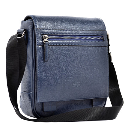 Синяя мужская кожаная сумка-мессенджер BOND 1107-1170