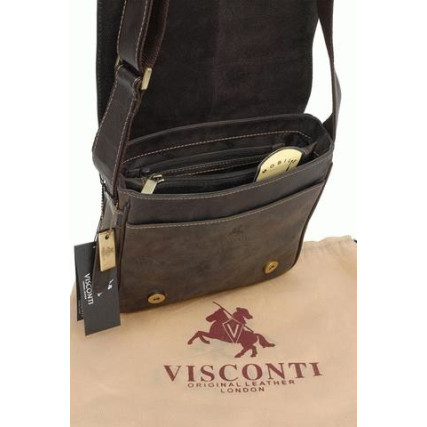 Мужская кожаная сумка Visconti (Великобритания) коричневая 16012 OIL BRN – Фото 5