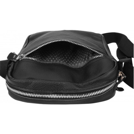 Мужская кожаная сумка Borsa Leather черная 1t1025m-black – Фото 4