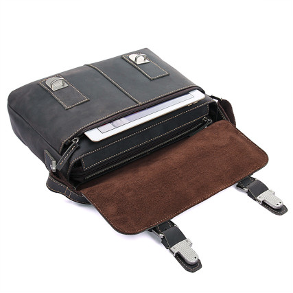 Мужская кожаная сумка через плечо 6002J Buffalo Bags коричневая – Фото 6