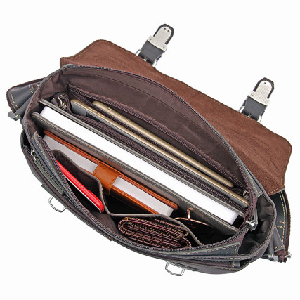 Мужская кожаная сумка через плечо 6002J Buffalo Bags коричневая – Фото 9