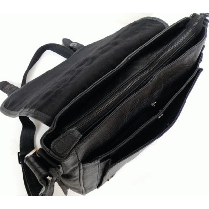 Мужская кожаная сумка через плечо 6046 Buffalo Bags черная – Фото 5