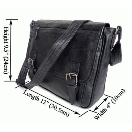 Мужская кожаная сумка через плечо 6046 Buffalo Bags черная – Фото 6