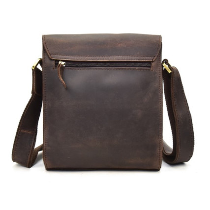 Мужская кожаная винтажная сумка через плечо Buffalo Bags коричневая 7055B-1 – Фото 3