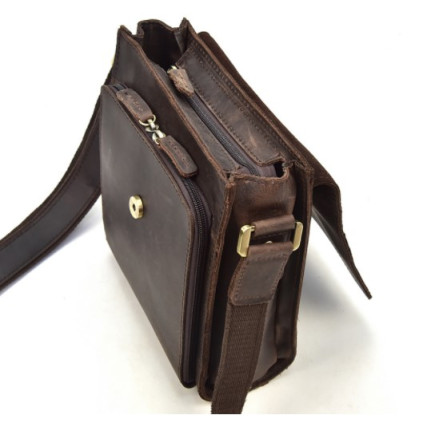 Мужская кожаная винтажная сумка через плечо Buffalo Bags коричневая 7055B-1 – Фото 6
