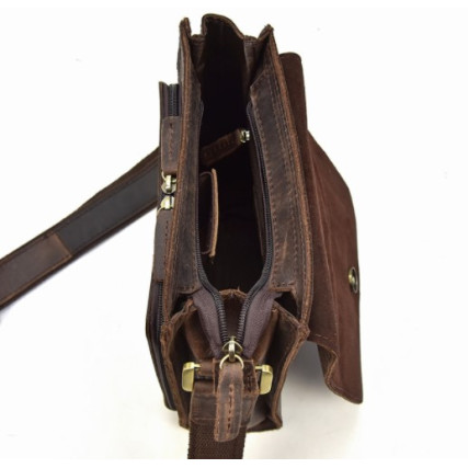 Мужская кожаная винтажная сумка через плечо Buffalo Bags коричневая 7055B-1 – Фото 7