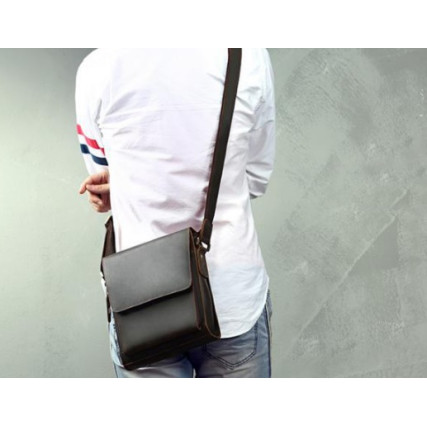 Мужская кожаная винтажная сумка через плечо Buffalo Bags коричневая 7055B-1 – Фото 8