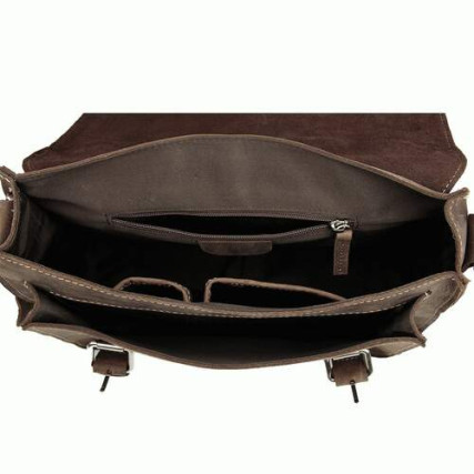 Сумка кожаная через плечо 7089R Buffalo Bags коричневая – Фото 10