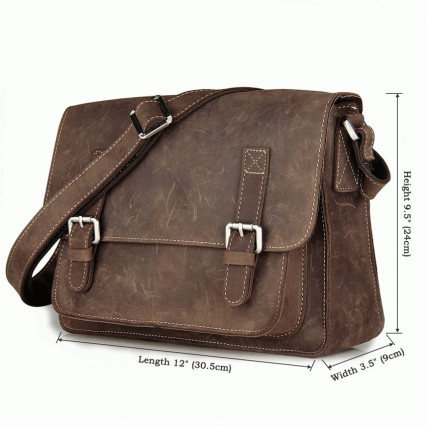 Сумка кожаная через плечо 7089R Buffalo Bags коричневая – Фото 11