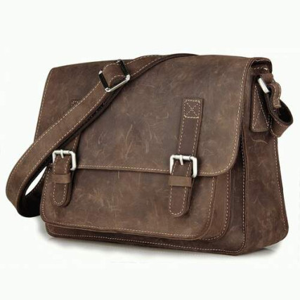 Сумка кожаная через плечо 7089R Buffalo Bags коричневая – Фото 2