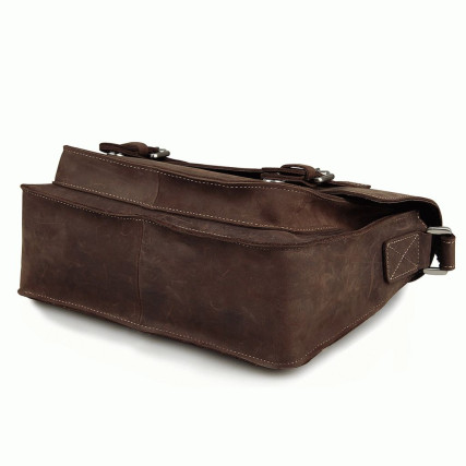 Сумка кожаная через плечо 7089R Buffalo Bags коричневая – Фото 5