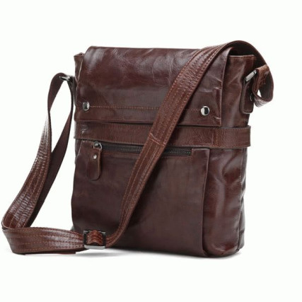 Сумка через плечо кожаная 7121C Buffalo Bags коричневая – Фото 2