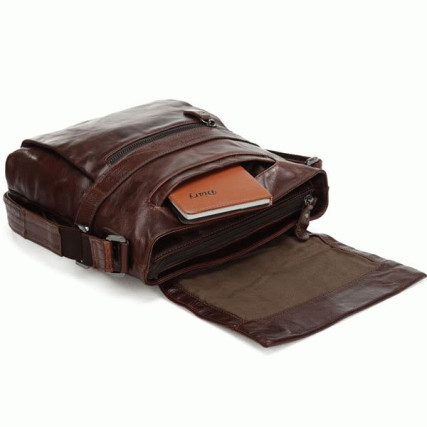 Сумка через плечо кожаная 7121C Buffalo Bags коричневая – Фото 4