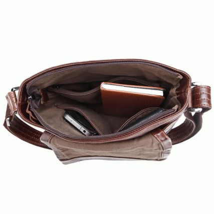 Сумка через плечо кожаная 7121C Buffalo Bags коричневая – Фото 5