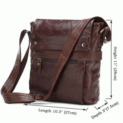 Сумка через плечо кожаная 7121C Buffalo Bags коричневая – Фото 6