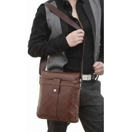 Мужская сумка через плечо 7151C-1 Buffalo Bags коричневая – Фото 6