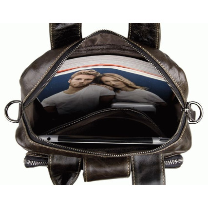 Мужская кожаная сумка через плечо 7266J Buffalo Bags темно-серая – Фото 6