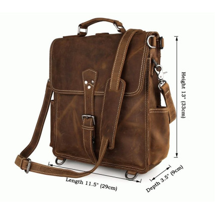 Кожаная сумка через плечо 7316B Buffalo Bags коричневая – Фото 6