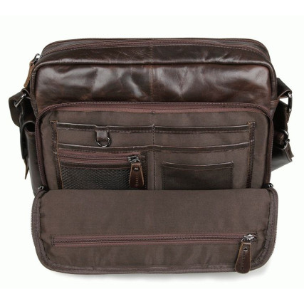 Мужская кожаная сумка через плечо 7332C Buffalo Bags коричневая – Фото 5