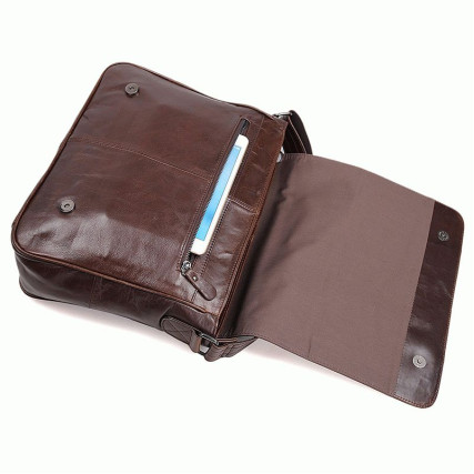 Мужская кожаная сумка через плечо 7338C Buffalo Bags коричневая – Фото 5