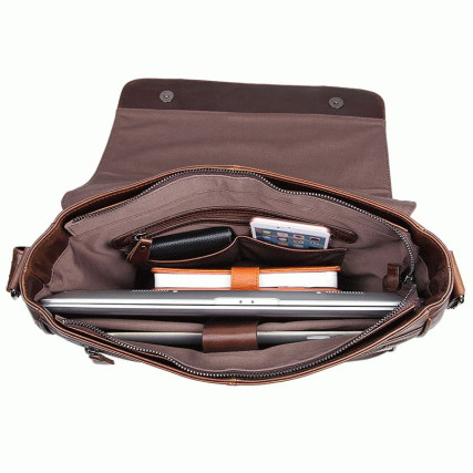 Мужская кожаная сумка через плечо 7338C Buffalo Bags коричневая – Фото 7