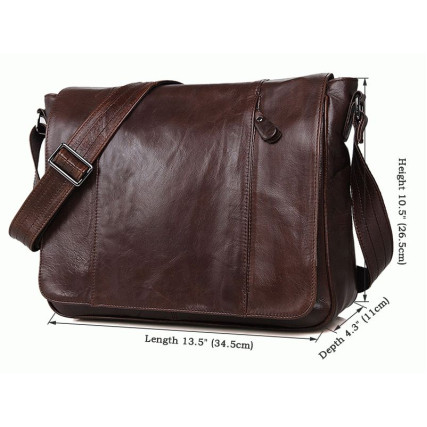Мужская кожаная сумка через плечо 7338C Buffalo Bags коричневая – Фото 8
