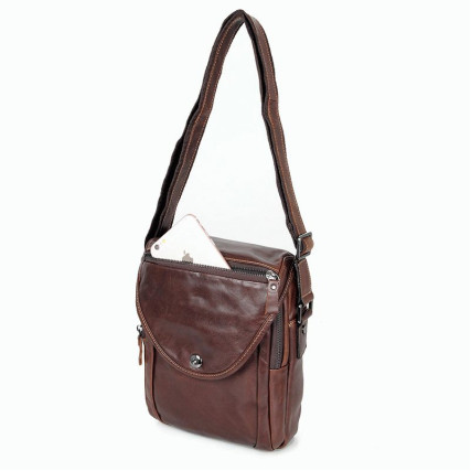 Мужская сумка через плечо Buffalo Bags коричневая 7354LQ – Фото 5