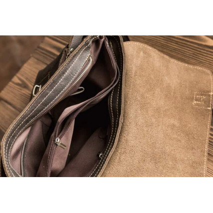 Мужская кожаная сумка через плечо TIDING BAG коричневая G8850 – Фото 6