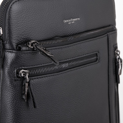 Мужская кожаная сумка Giorgio Ferretti (Италия) черная GF20183005Ablack – Фото 4